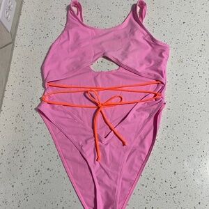 Shein Pink Sexy One Piece Swimsuit